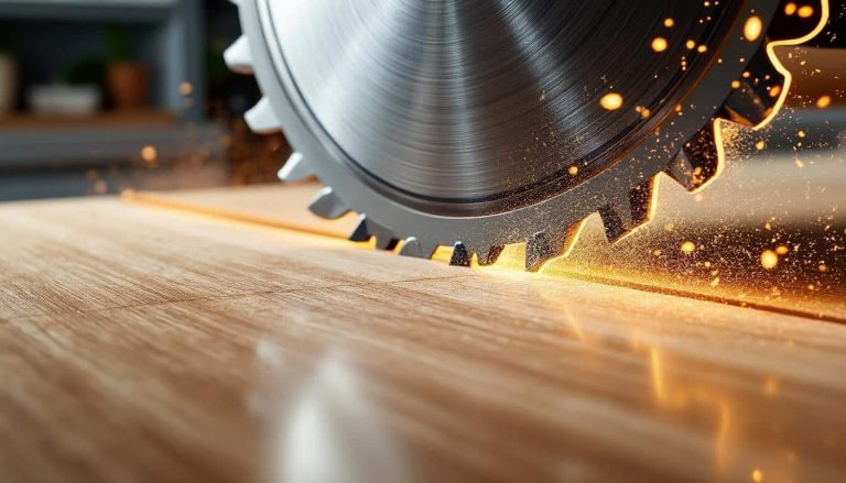 découvrez comment la scie circulaire assure une coupe précise et nette des plans de travail en mélaminé pour des finitions professionnelles et soignées.