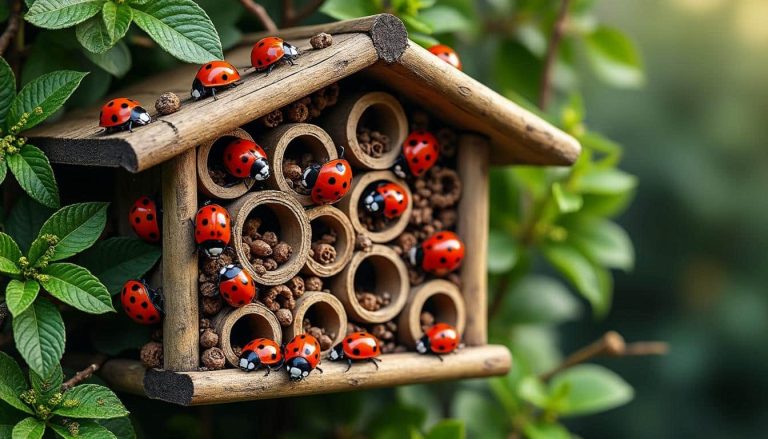découvrez comment un hôtel à insectes offre un refuge aux coccinelles pour protéger naturellement votre jardin des pucerons.
