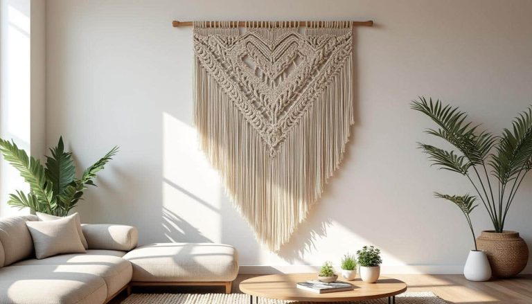 découvrez comment le macramé mural peut sublimer vos intérieurs blancs en leur apportant une touche bohème chaleureuse et élégante.