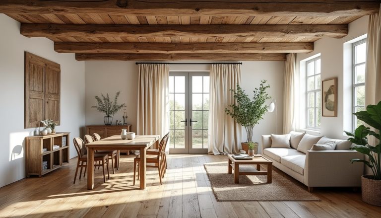 découvrez comment la décoration rustique chic allie l'authenticité du bois brut à la douceur du lin pour un intérieur chaleureux et élégant.