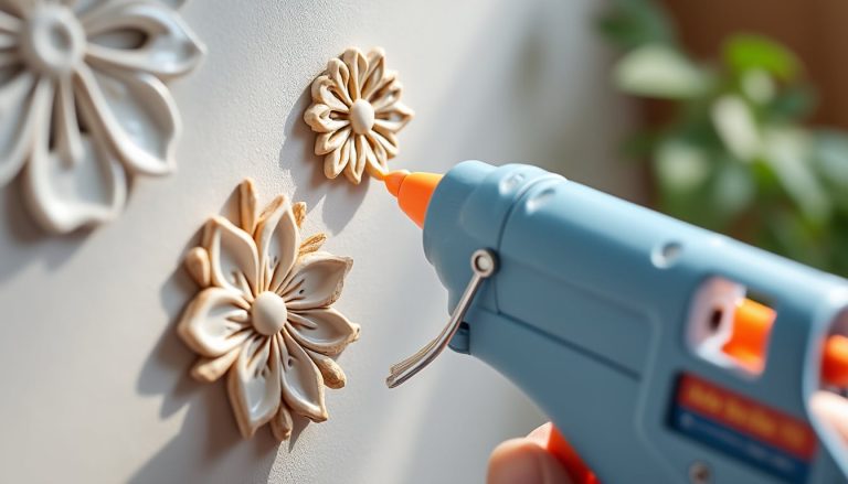découvrez comment le pistolet à colle fixe rapidement et efficacement vos petites décorations murales pour un résultat propre et durable.