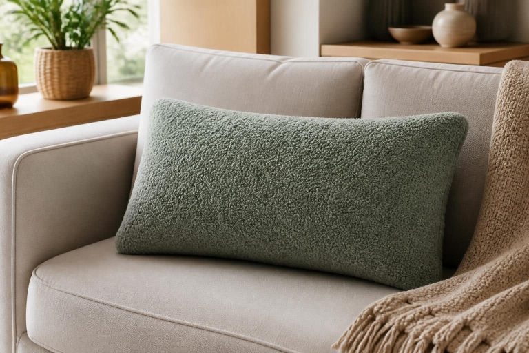 découvrez le coussin rectangulaire maison du monde, rembourré de fibres recyclées denses pour un volume optimal et un confort écologique.
