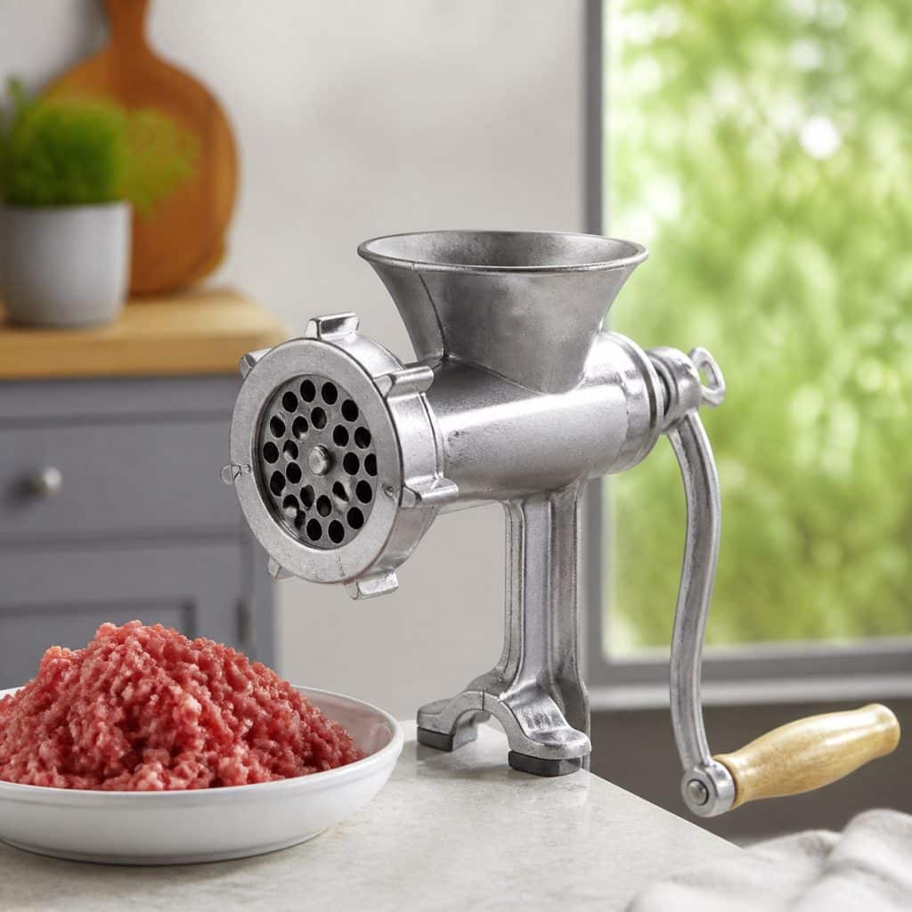 Hachoir à viande manuel présenté seul