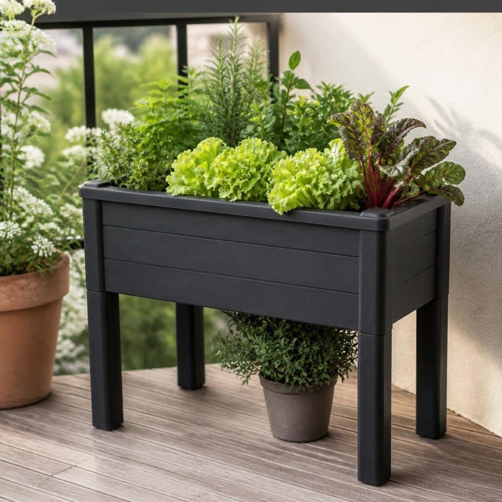 Mini bac potager de balcon présenté seul