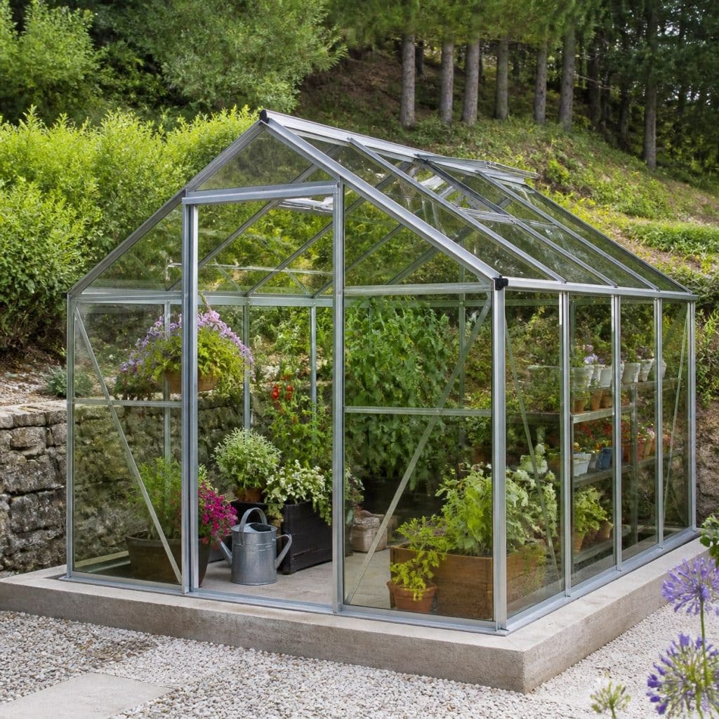 Serre en verre entrée de gamme présentée seule