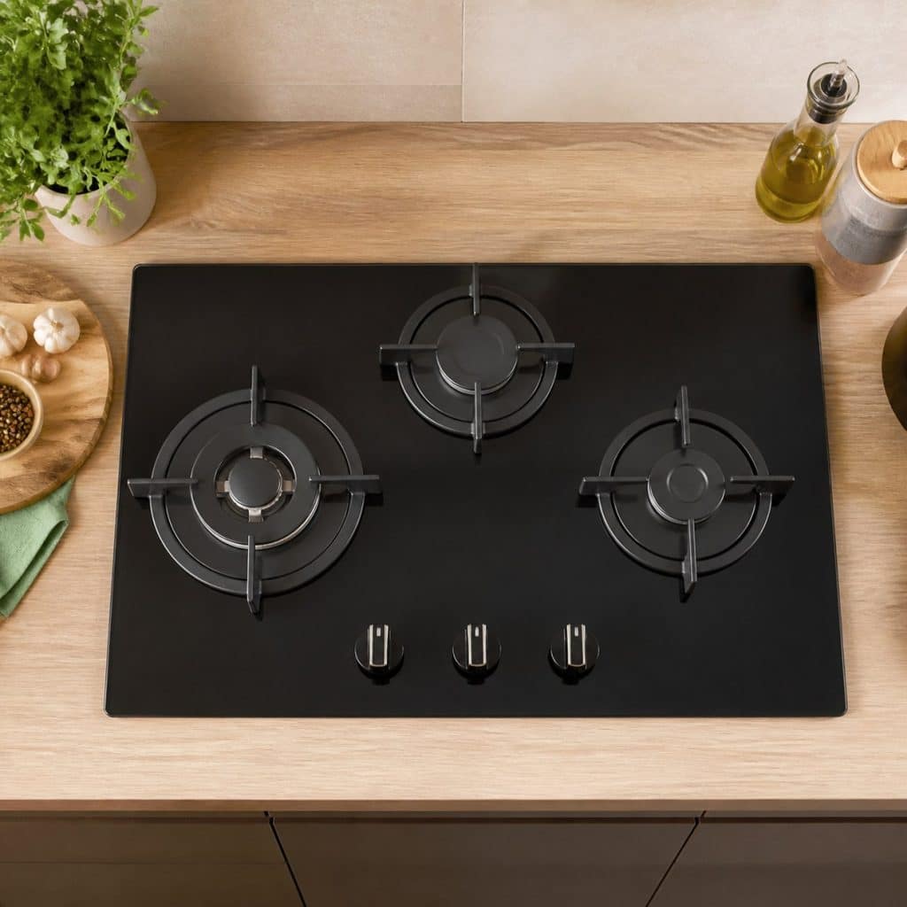 Table de cuisson gaz 3 feux présentée seule