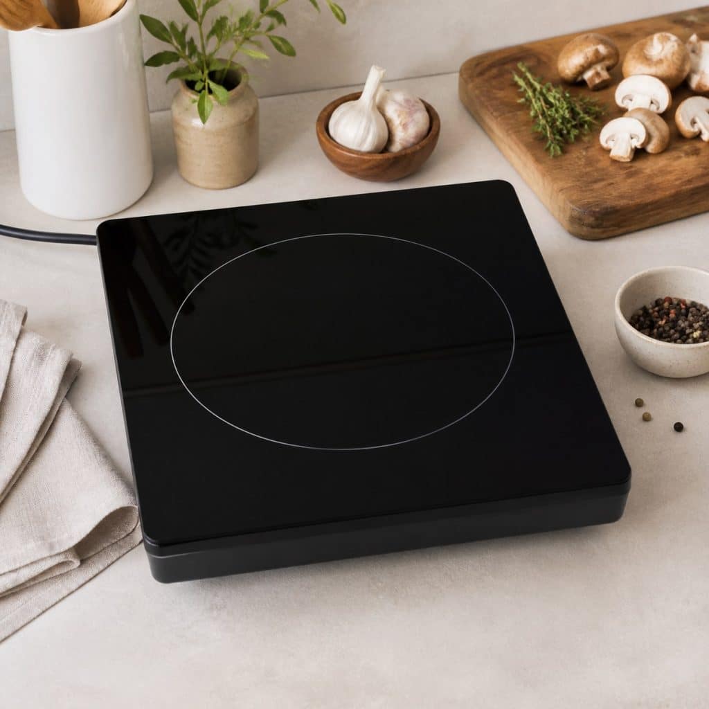 Table vitrocéramique portable nomade présentée seule