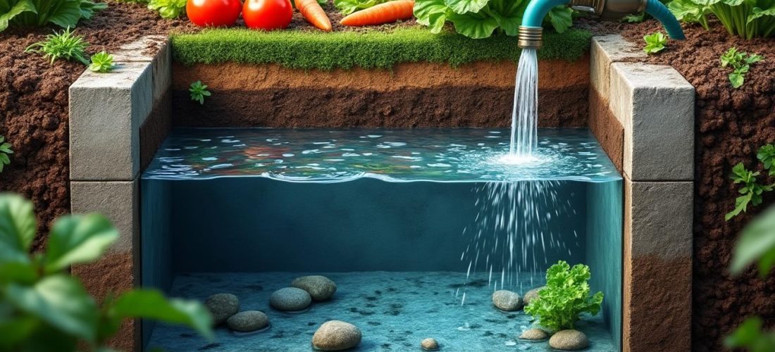 découvrez comment une citerne souterraine permet de stocker efficacement l'eau pour l'arrosage de votre jardin potager, favorisant ainsi une gestion durable et économique.