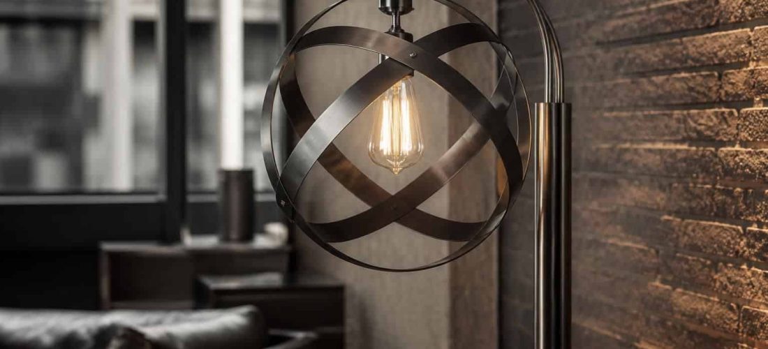 découvrez le lampadaire tribeca au design industriel unique, structuré par un acier brossé noir et des anneaux croisés, pour une ambiance moderne et élégante.