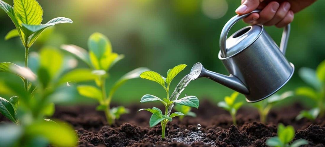 l'arrosage manuel offre un contrôle précis en ciblant directement le pied des plantes, favorisant une hydratation optimale et une meilleure santé végétale.