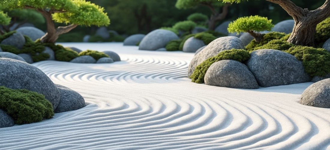 découvrez comment le jardin japonais utilise le sable ratissé pour représenter l'eau, créant un espace zen et apaisant inspiré de la nature.