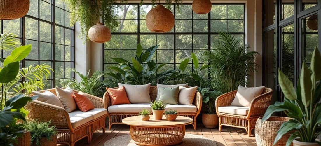 découvrez comment le mobilier en rotin insuffle une ambiance bohème chaleureuse et naturelle à votre véranda, créant un espace convivial et élégant.