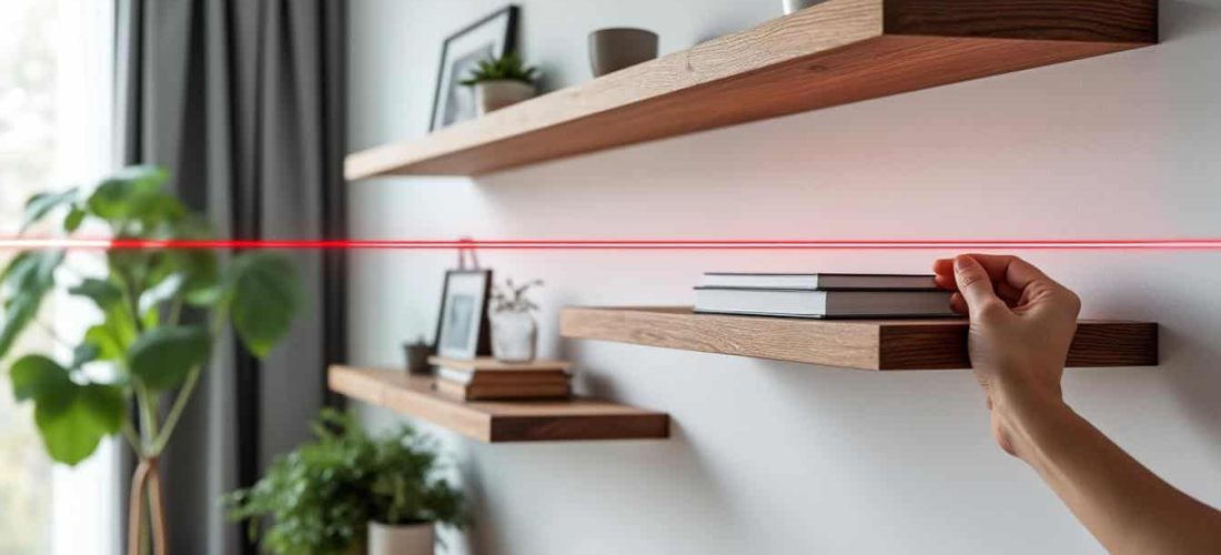 assurez un alignement parfait de vos étagères murales grâce au niveau laser, l'outil indispensable pour des installations précises et sans effort.