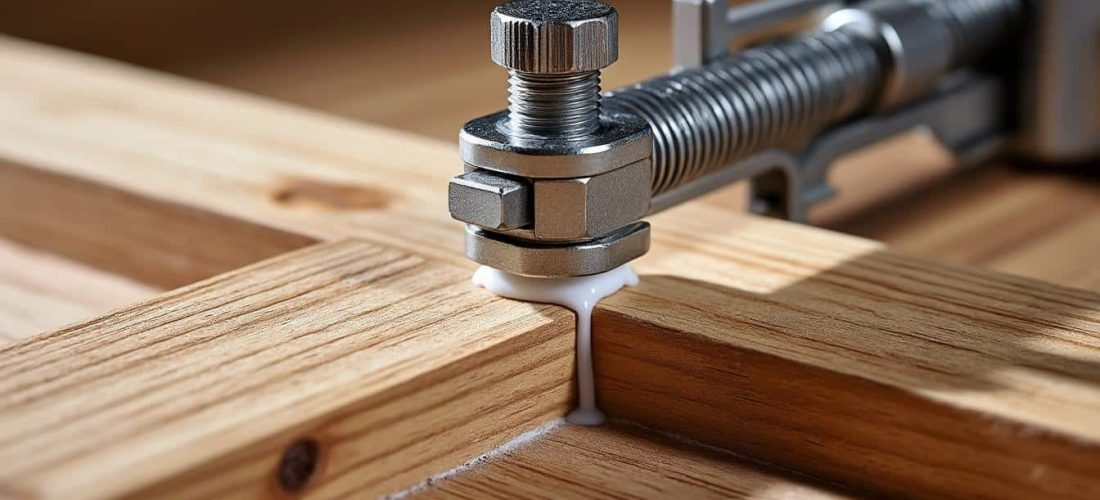le serre-joint assure un maintien précis et solide des pièces en bois lors du collage, facilitant un assemblage propre et durable.