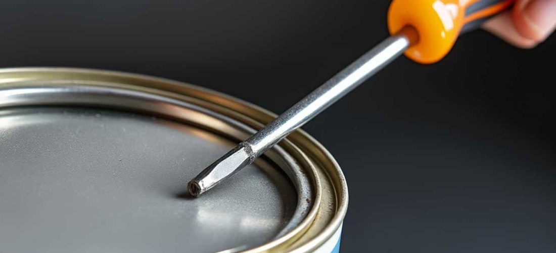 découvrez comment utiliser un tournevis plat comme levier pratique pour ouvrir facilement les pots de peinture sans effort.