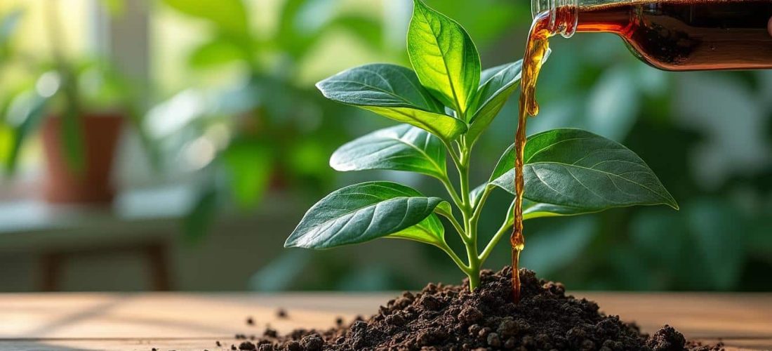 découvrez comment l'engrais organique liquide favorise une croissance saine et vigoureuse de vos plantes vertes grâce à ses nutriments naturels.