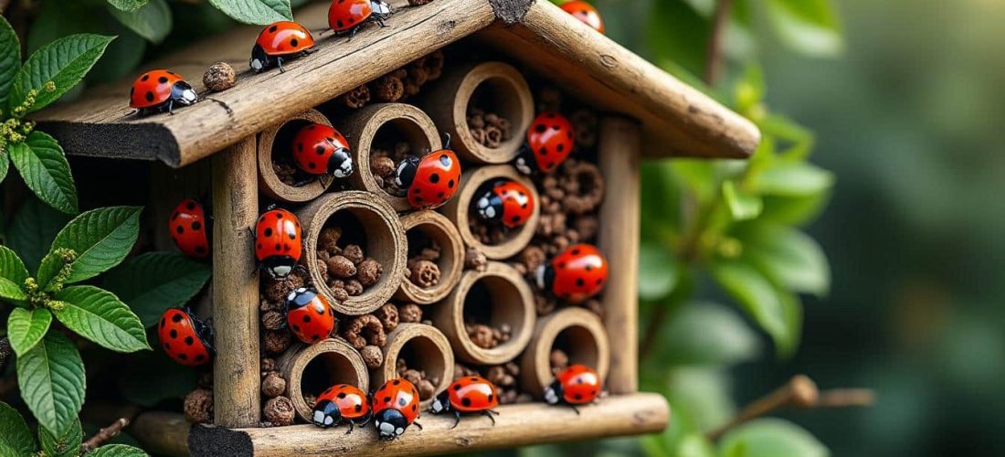 découvrez comment un hôtel à insectes offre un refuge aux coccinelles pour protéger naturellement votre jardin des pucerons.